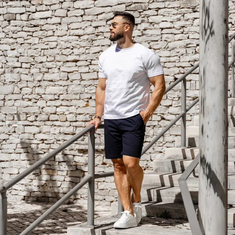Férfi rövidnadrág Iron Aesthetics Chino Flex, navy-8