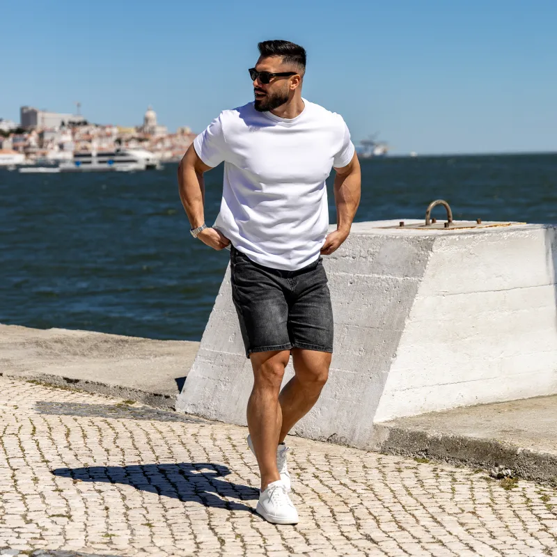 Férfi farmer rövidnadrág Iron Aesthetics Denim Stretch, fekete-9