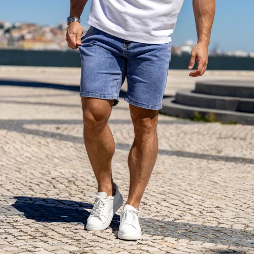 Férfi farmer rövidnadrág Iron Aesthetics Denim Stretch, kék