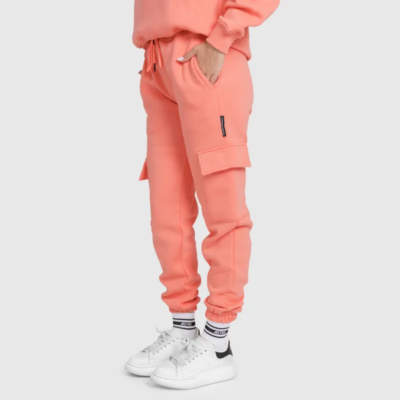 Női melegítőnadrág Iron Aesthetics Cargo, lazacszín-5