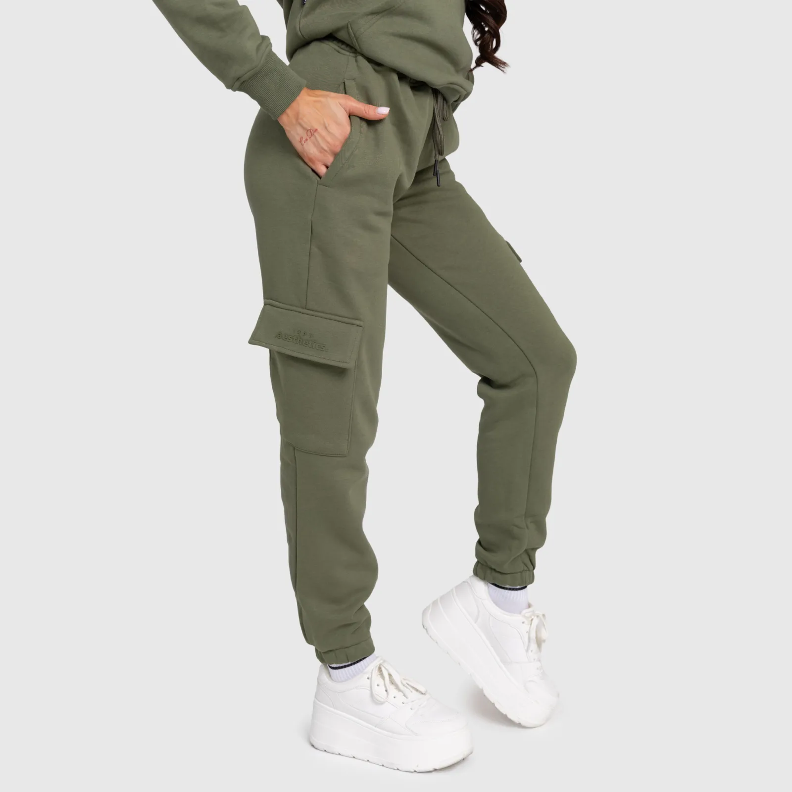 Női melegítőnadrág Iron Aesthetics Cargo, zöld-1
