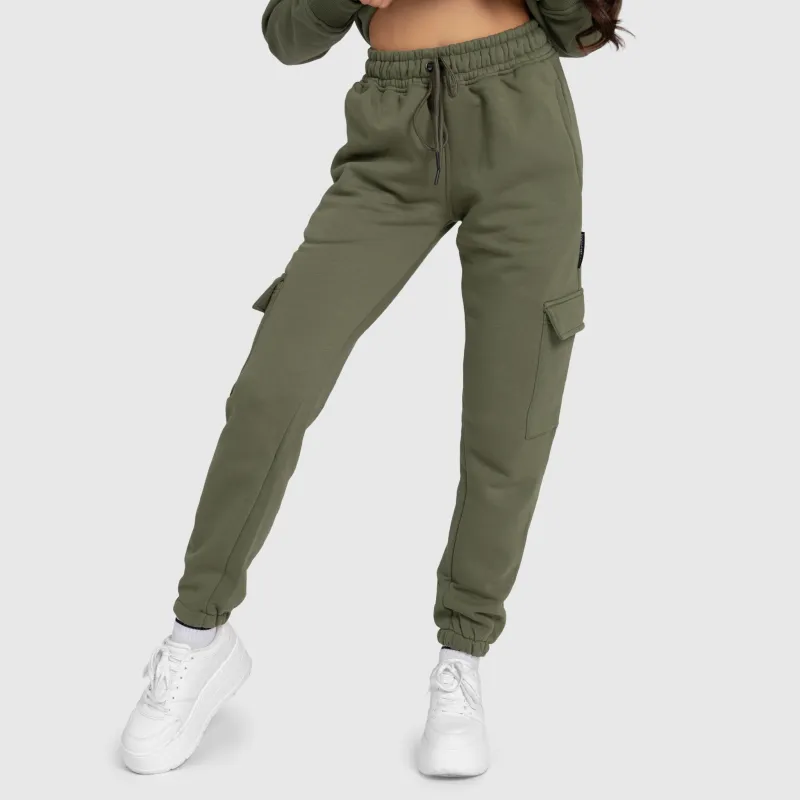 Női melegítőnadrág Iron Aesthetics Cargo, zöld-3