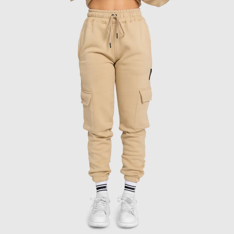 Női melegítőnadrág Iron Aesthetics Cargo, bézs-3