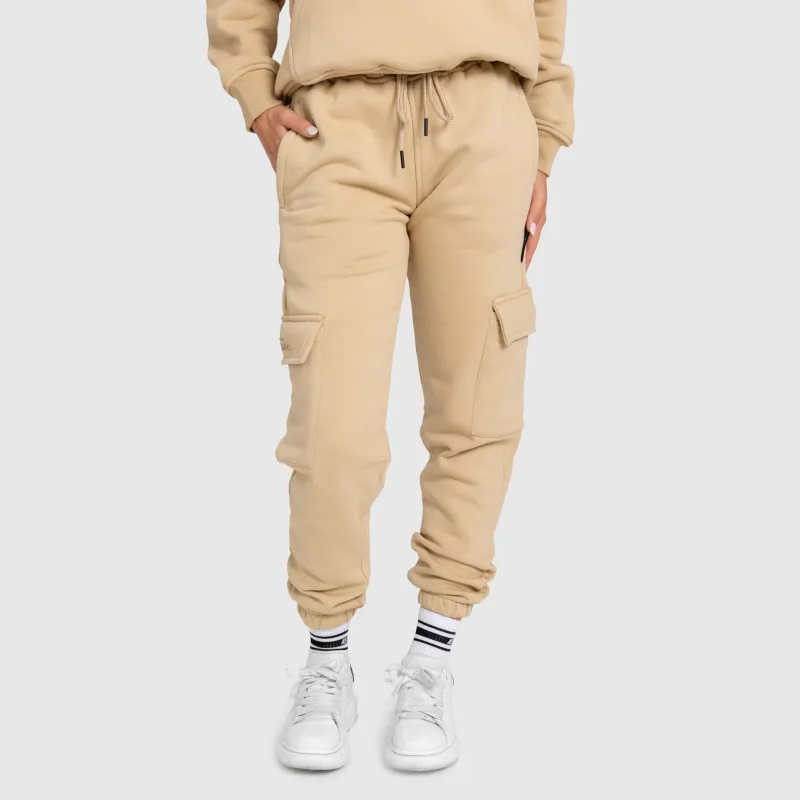 Női melegítőnadrág Iron Aesthetics Cargo, bézs-5
