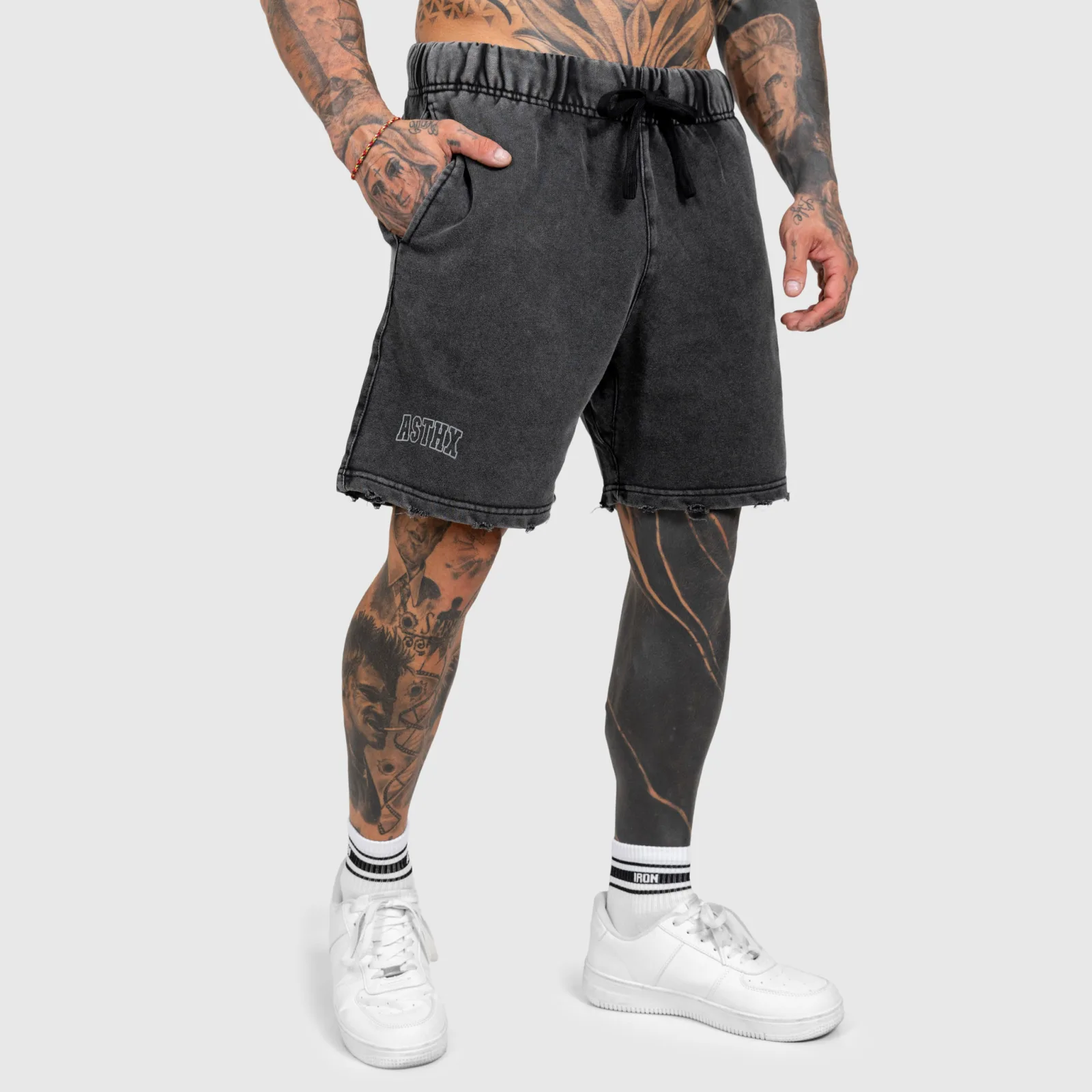 Férfi rövidnadrág Iron Aesthetics ASTHX, washed black-1
