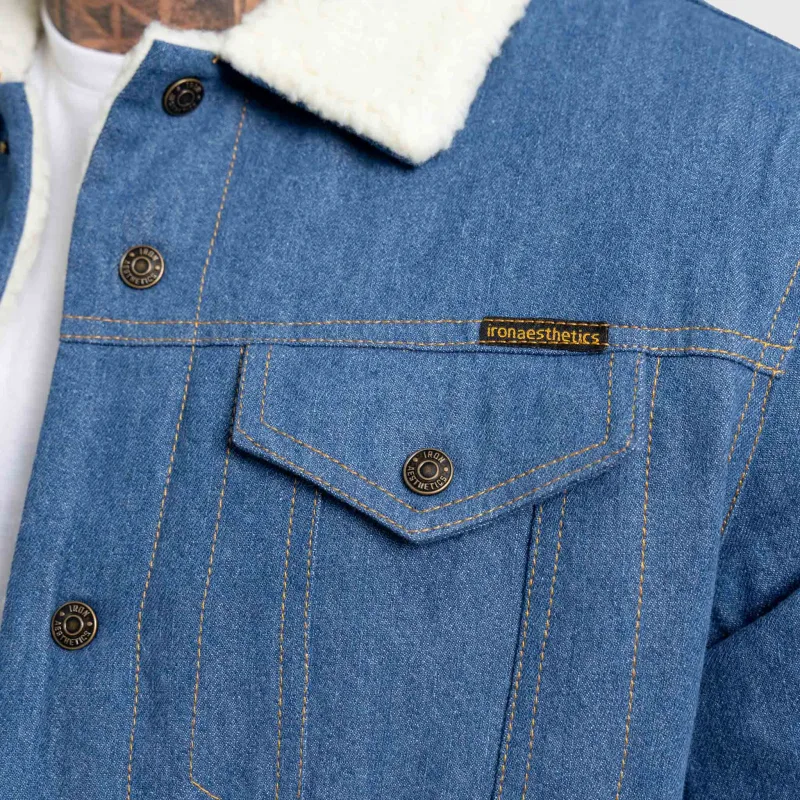 Férfi farmerkabát Iron Aesthetics Sherpa, kék-6