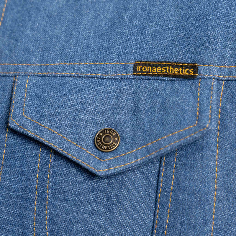 Férfi farmerkabát Iron Aesthetics Sherpa, kék · záber 7
