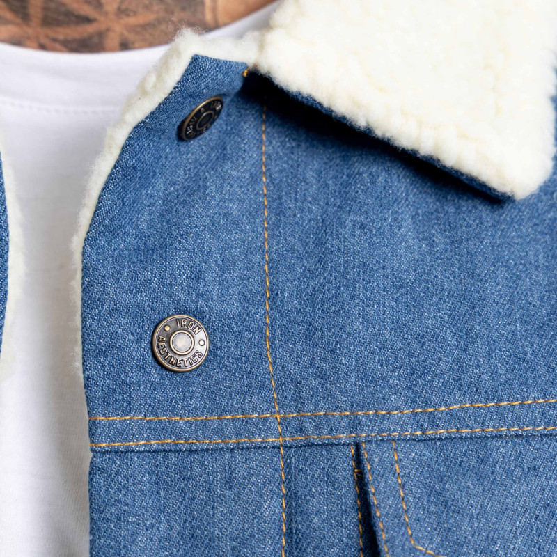 Férfi farmerkabát Iron Aesthetics Sherpa, kék · záber 8