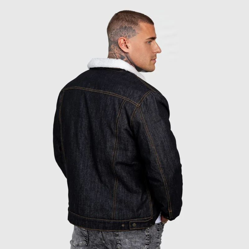 Férfi farmerkabát Iron Aesthetics Sherpa, fekete-7