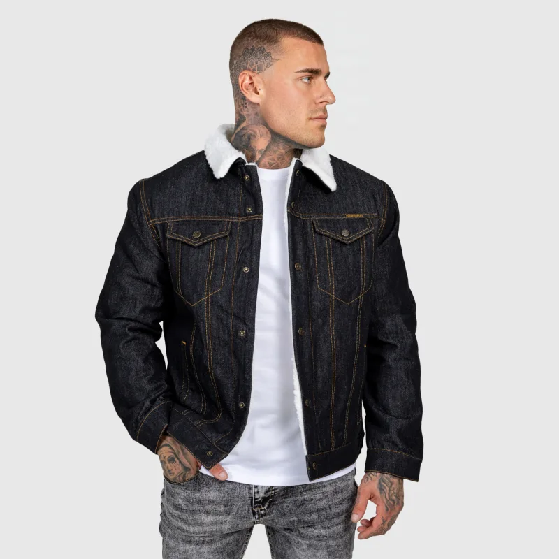 Férfi farmerkabát Iron Aesthetics Sherpa, fekete-3