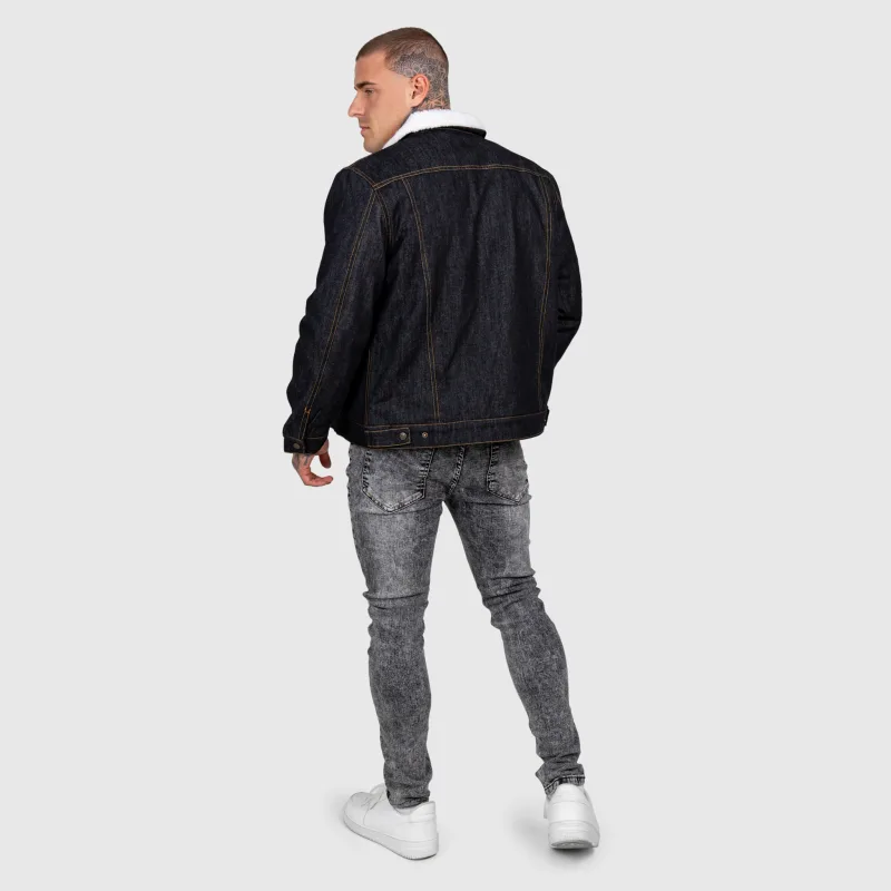 Férfi farmerkabát Iron Aesthetics Sherpa, fekete-17