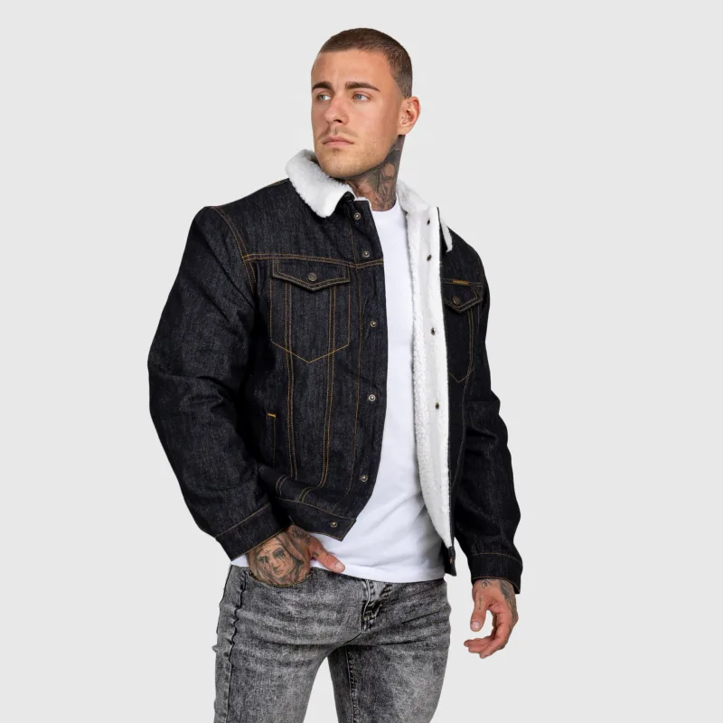 Férfi farmerkabát Iron Aesthetics Sherpa, fekete-5