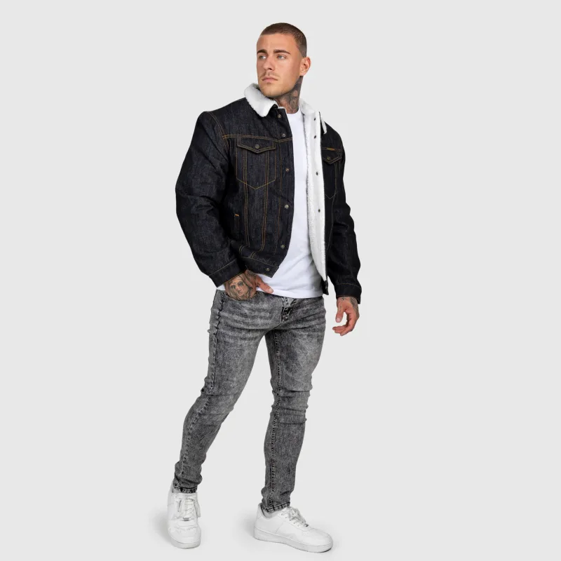 Férfi farmerkabát Iron Aesthetics Sherpa, fekete-16