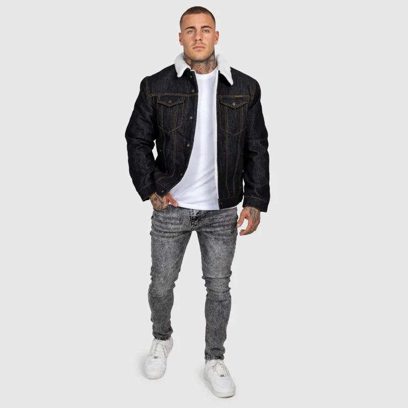 Férfi farmerkabát Iron Aesthetics Sherpa, fekete-15