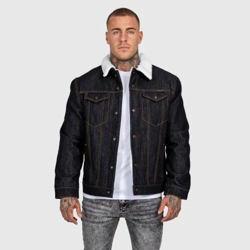 Férfi farmerkabát Iron Aesthetics Sherpa, fekete