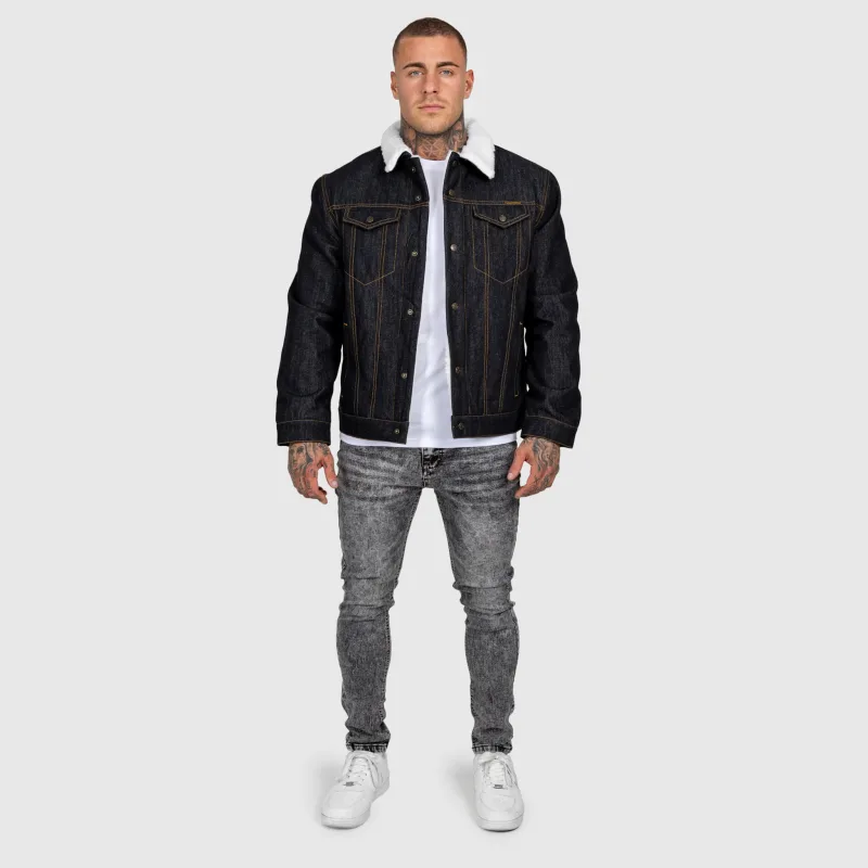 Férfi farmerkabát Iron Aesthetics Sherpa, fekete-14