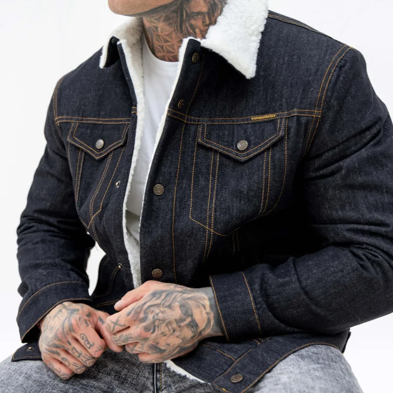 Férfi farmerkabát Iron Aesthetics Sherpa, fekete-18