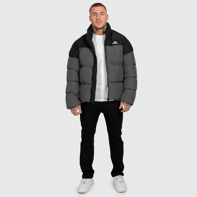 Férfi dzseki Iron Aesthetics Block Puffer, black/grey-11