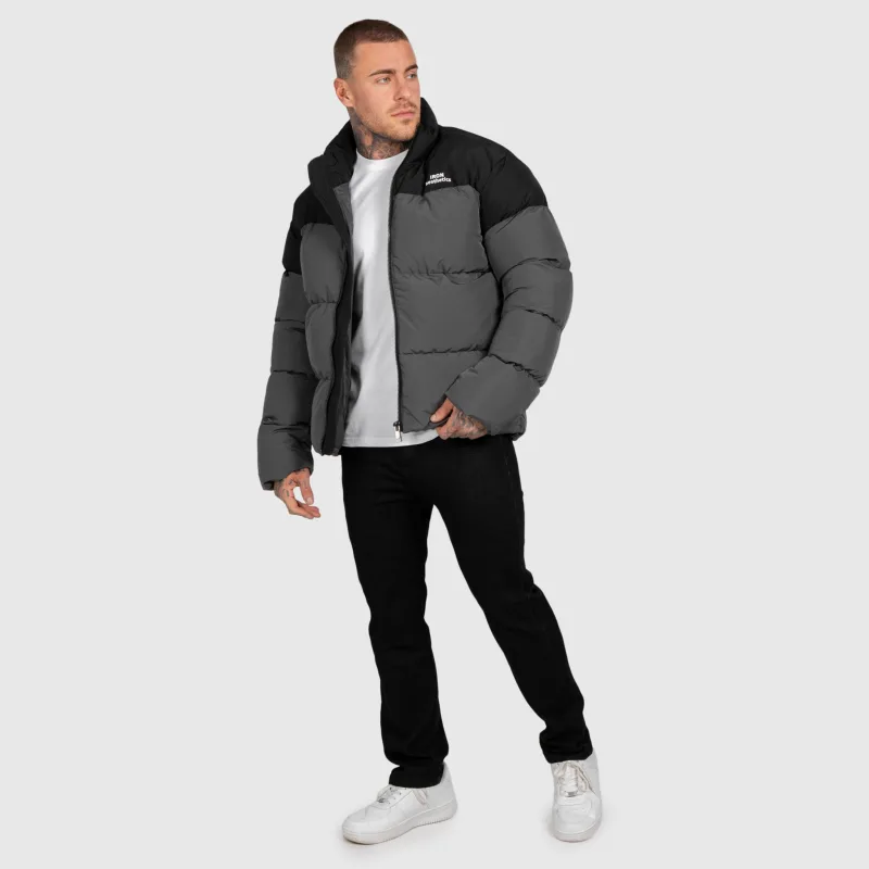 Férfi dzseki Iron Aesthetics Block Puffer, black/grey-12