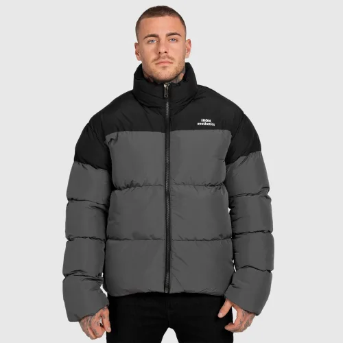 Férfi dzseki Iron Aesthetics Block Puffer, black/grey