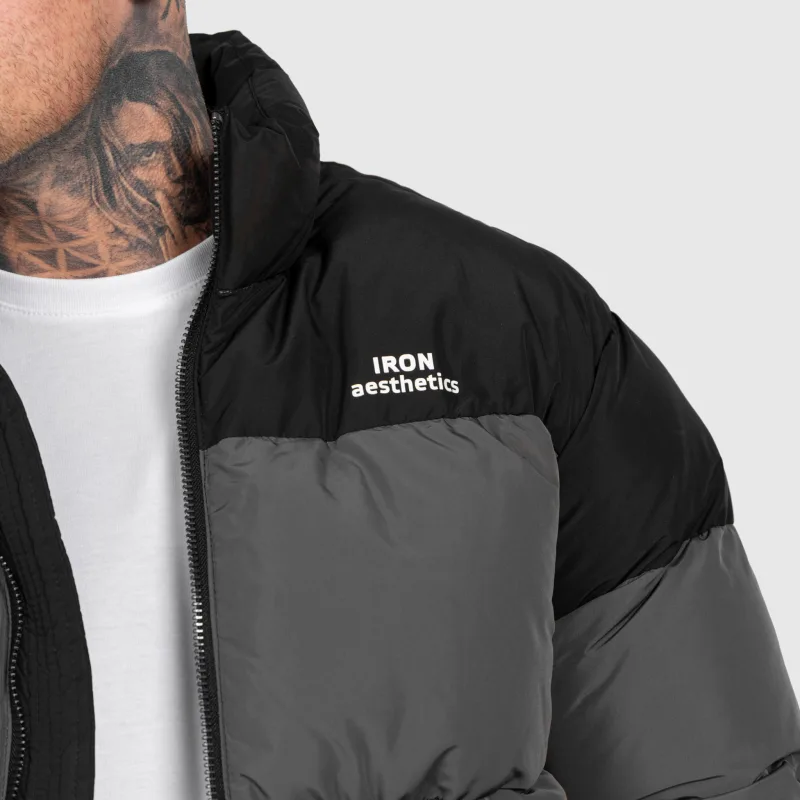 Férfi dzseki Iron Aesthetics Block Puffer, black/grey-9