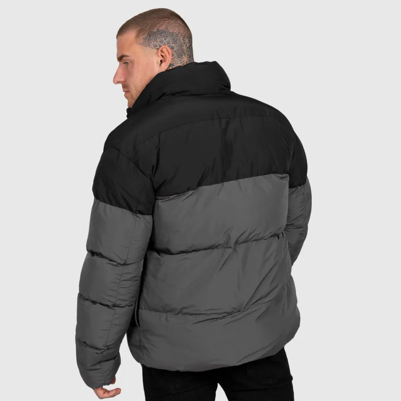 Férfi dzseki Iron Aesthetics Block Puffer, black/grey-7