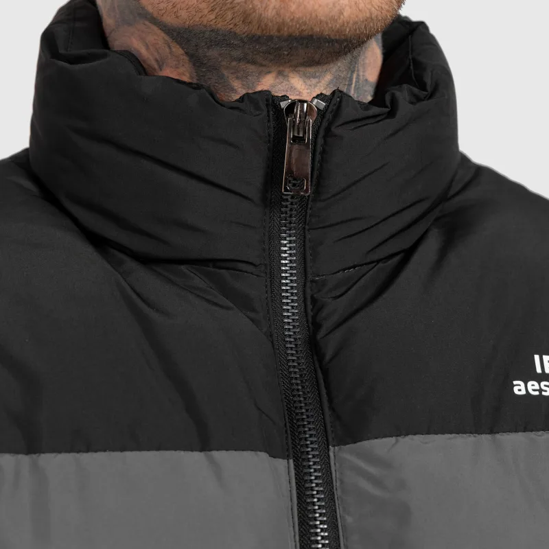 Férfi dzseki Iron Aesthetics Block Puffer, black/grey-8