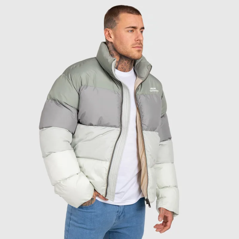 Férfi dzseki Iron Aesthetics Block Puffer, green-3
