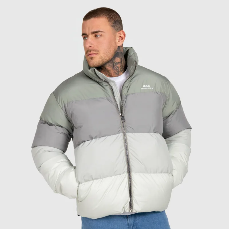 Férfi dzseki Iron Aesthetics Block Puffer, green-2