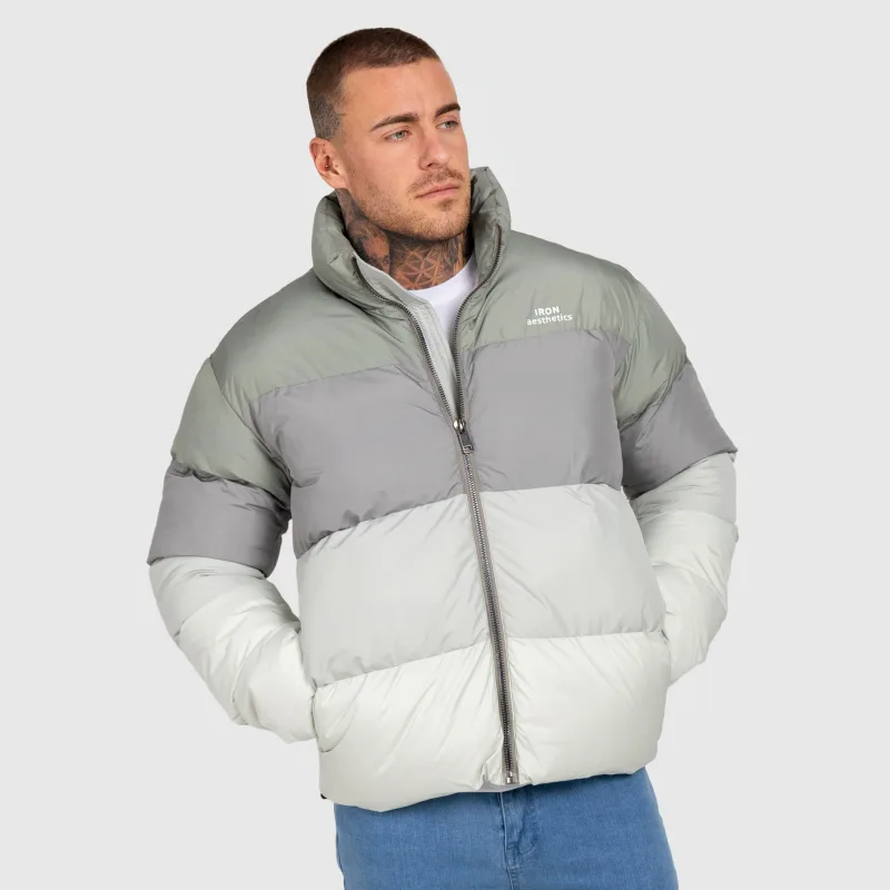 Férfi dzseki Iron Aesthetics Block Puffer, green-4