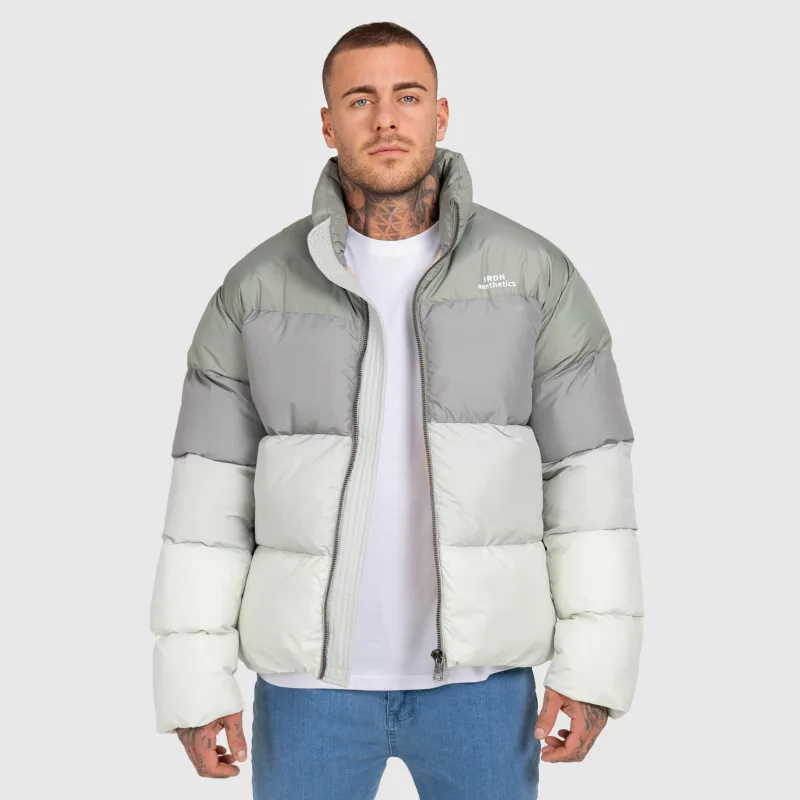 Férfi dzseki Iron Aesthetics Block Puffer, green-5