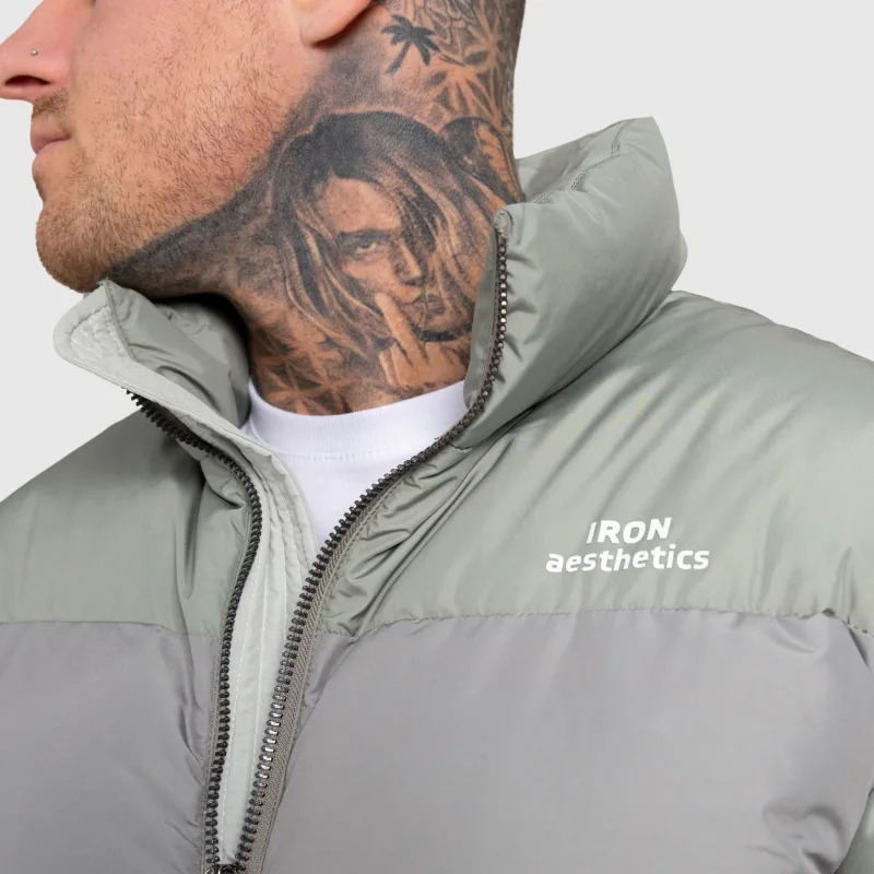 Férfi dzseki Iron Aesthetics Block Puffer, green-7