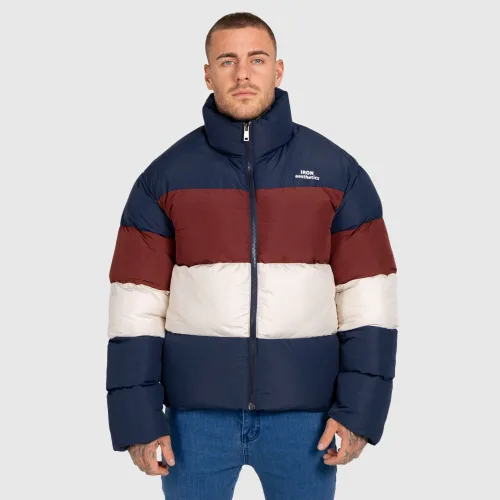 Férfi dzseki Iron Aesthetics Block Puffer, navy