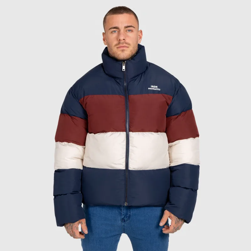 Férfi dzseki Iron Aesthetics Block Puffer, navy-2
