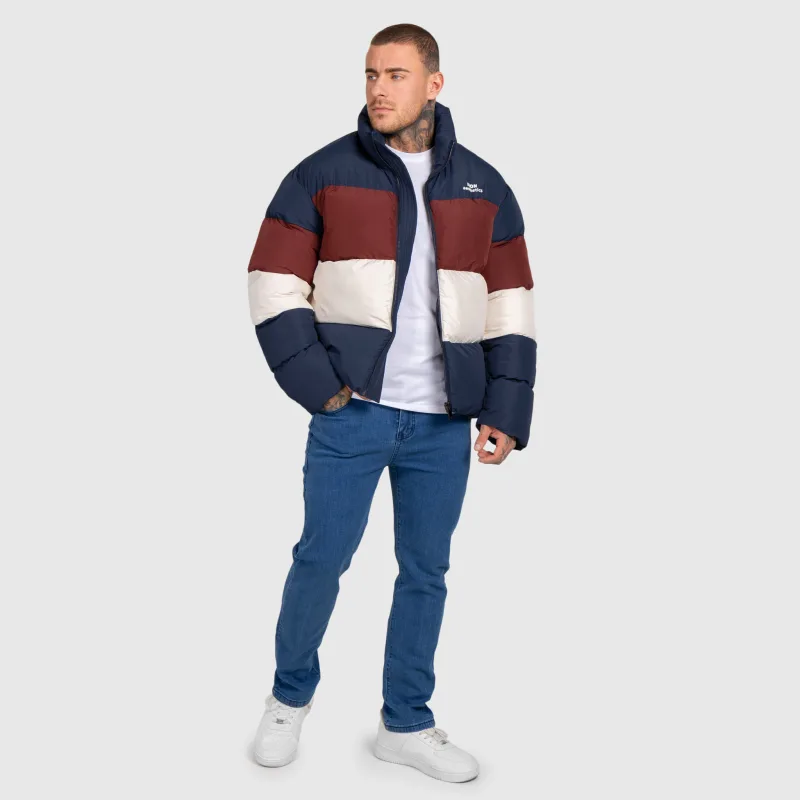 Férfi dzseki Iron Aesthetics Block Puffer, navy-12
