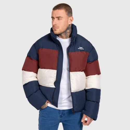 Férfi dzseki Iron Aesthetics Block Puffer, navy