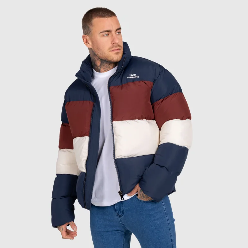 Férfi dzseki Iron Aesthetics Block Puffer, navy-3