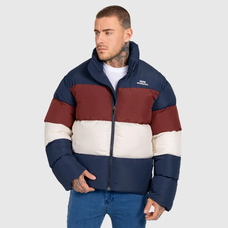 Férfi dzseki Iron Aesthetics Block Puffer, navy-5