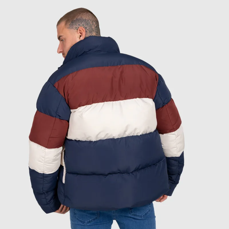 Férfi dzseki Iron Aesthetics Block Puffer, navy-7