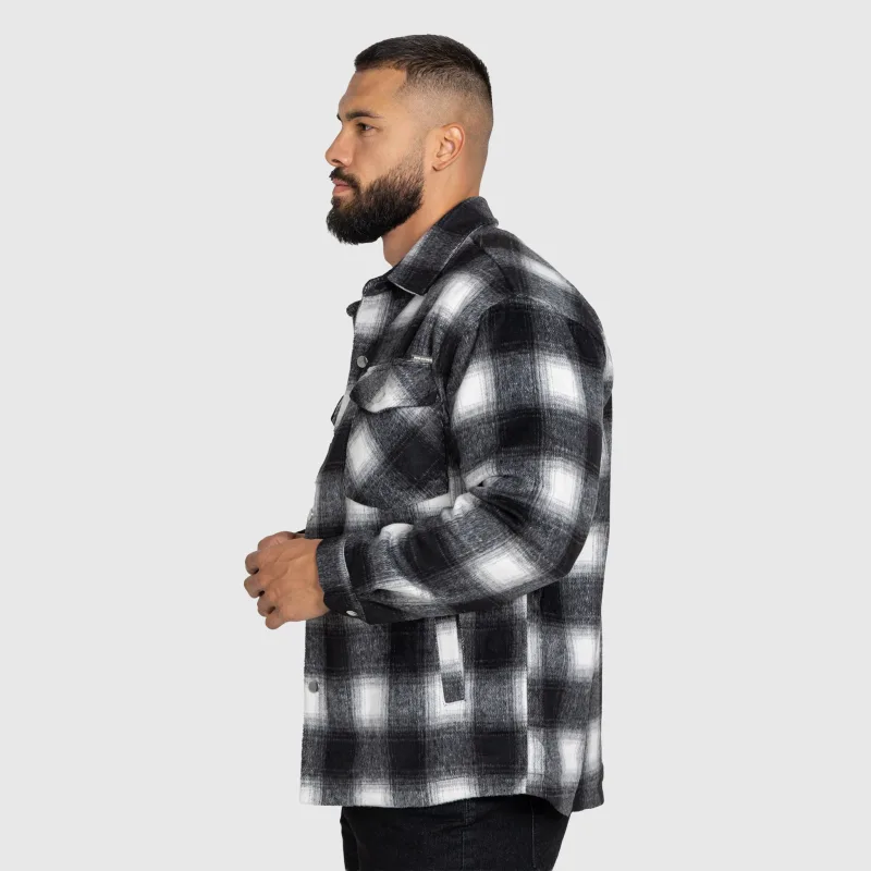 Férfi kockás ing Iron Aesthetics Timber, black/white-4