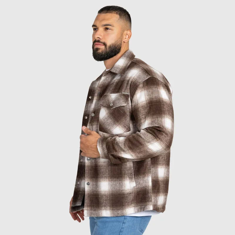 Férfi kockás ing Iron Aesthetics Timber brown/white-3