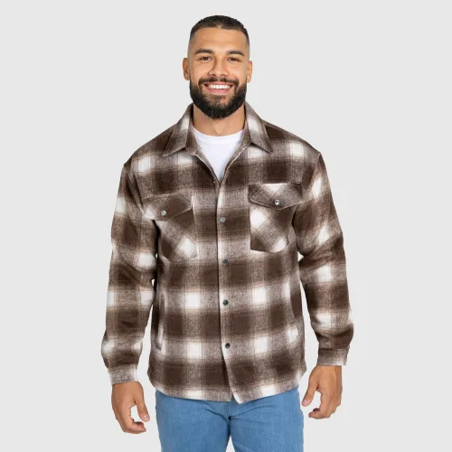 Férfi kockás ing Iron Aesthetics Timber brown/white