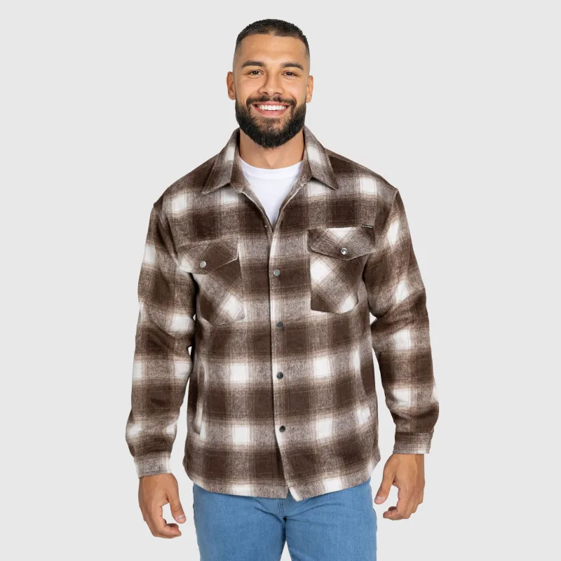 Férfi kockás ing Iron Aesthetics Timber brown/white-2