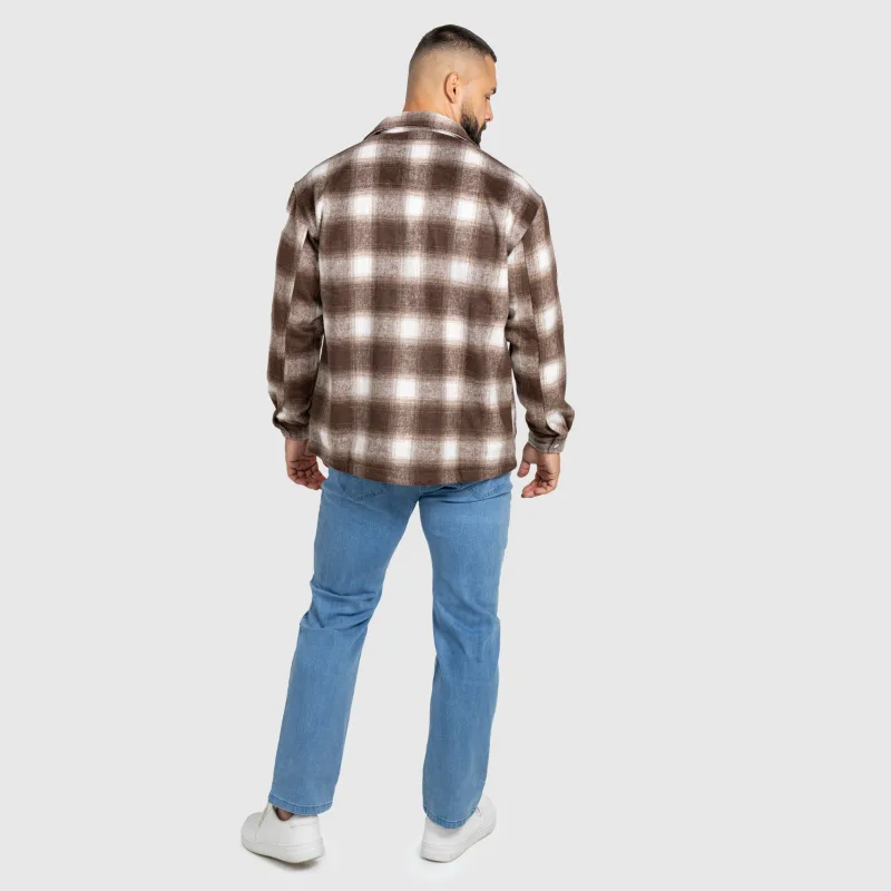 Férfi kockás ing Iron Aesthetics Timber brown/white-16