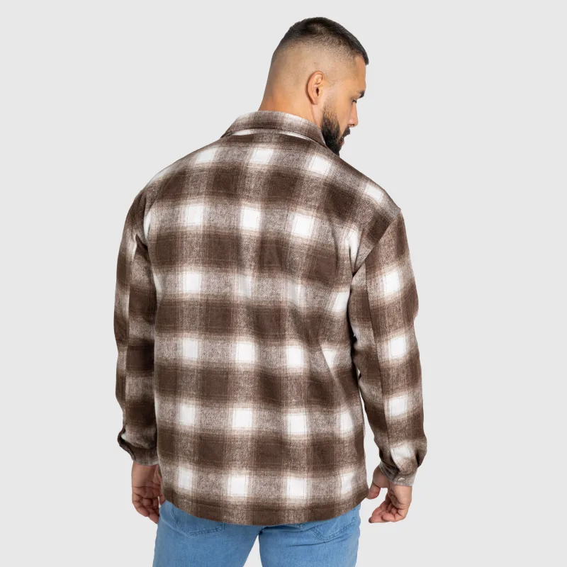 Férfi kockás ing Iron Aesthetics Timber brown/white-9