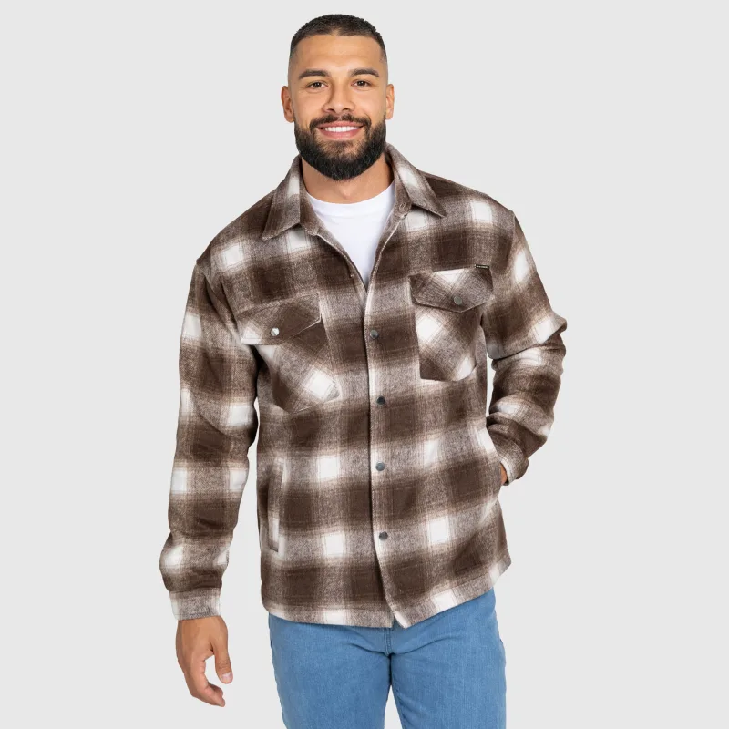 Férfi kockás ing Iron Aesthetics Timber brown/white-4