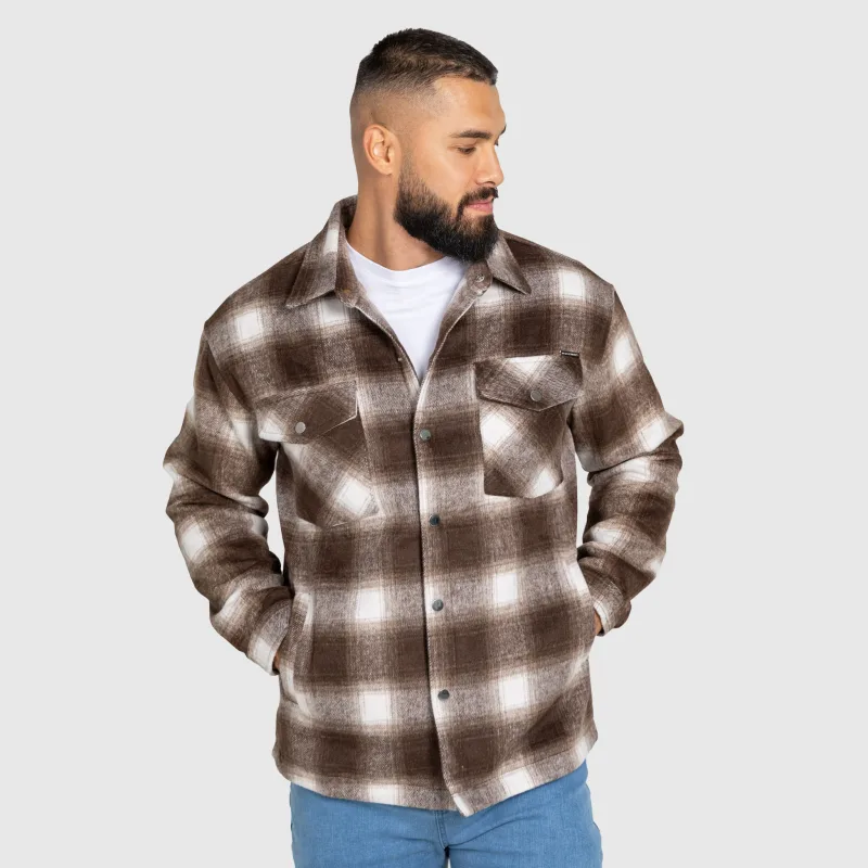 Férfi kockás ing Iron Aesthetics Timber brown/white-6