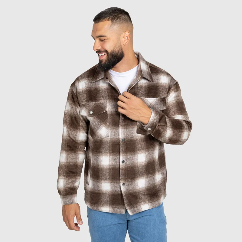 Férfi kockás ing Iron Aesthetics Timber brown/white-7