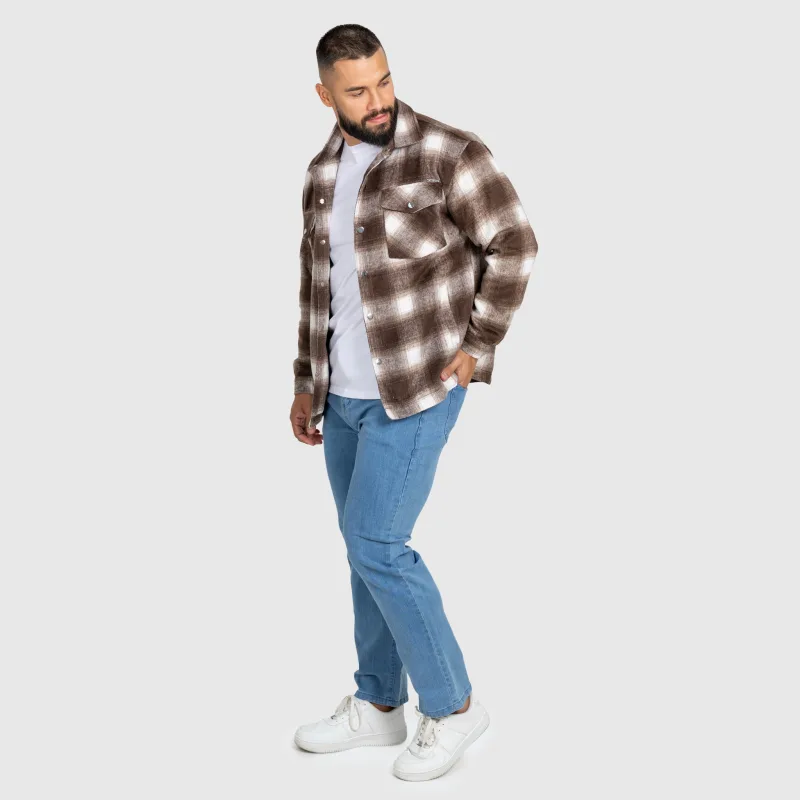 Férfi kockás ing Iron Aesthetics Timber brown/white-15