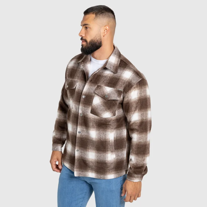 Férfi kockás ing Iron Aesthetics Timber brown/white-8